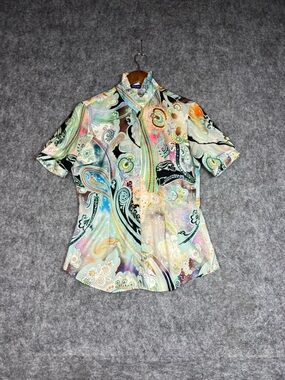 Georg Roth Women’s Multi-Color Short Sleeve Blouse Shirt Size Small